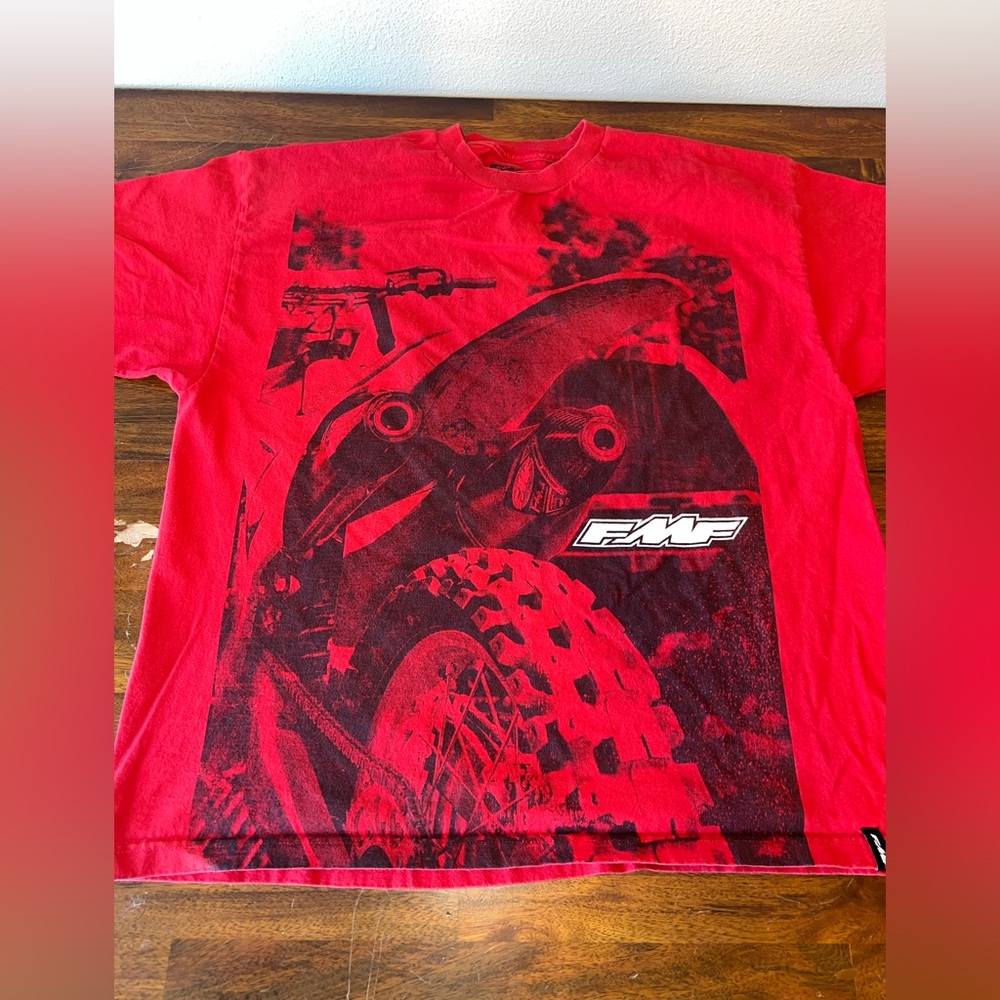 FMF Red and Black Short Sleeve Tee with Bold Graphic